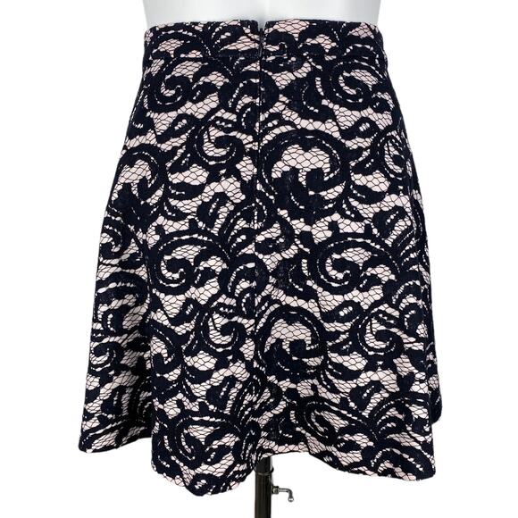 CLUB MONACO Lace A-Line Mini Skirt Sz 4 Pink Black - Picture 4 of 4